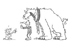 "Stay" Illustration for the book Clickertraining by Luc Grobben