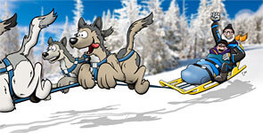 Illustration "Dog sled" - following broadcast Dutch TV show Max Maakt Mogelijk